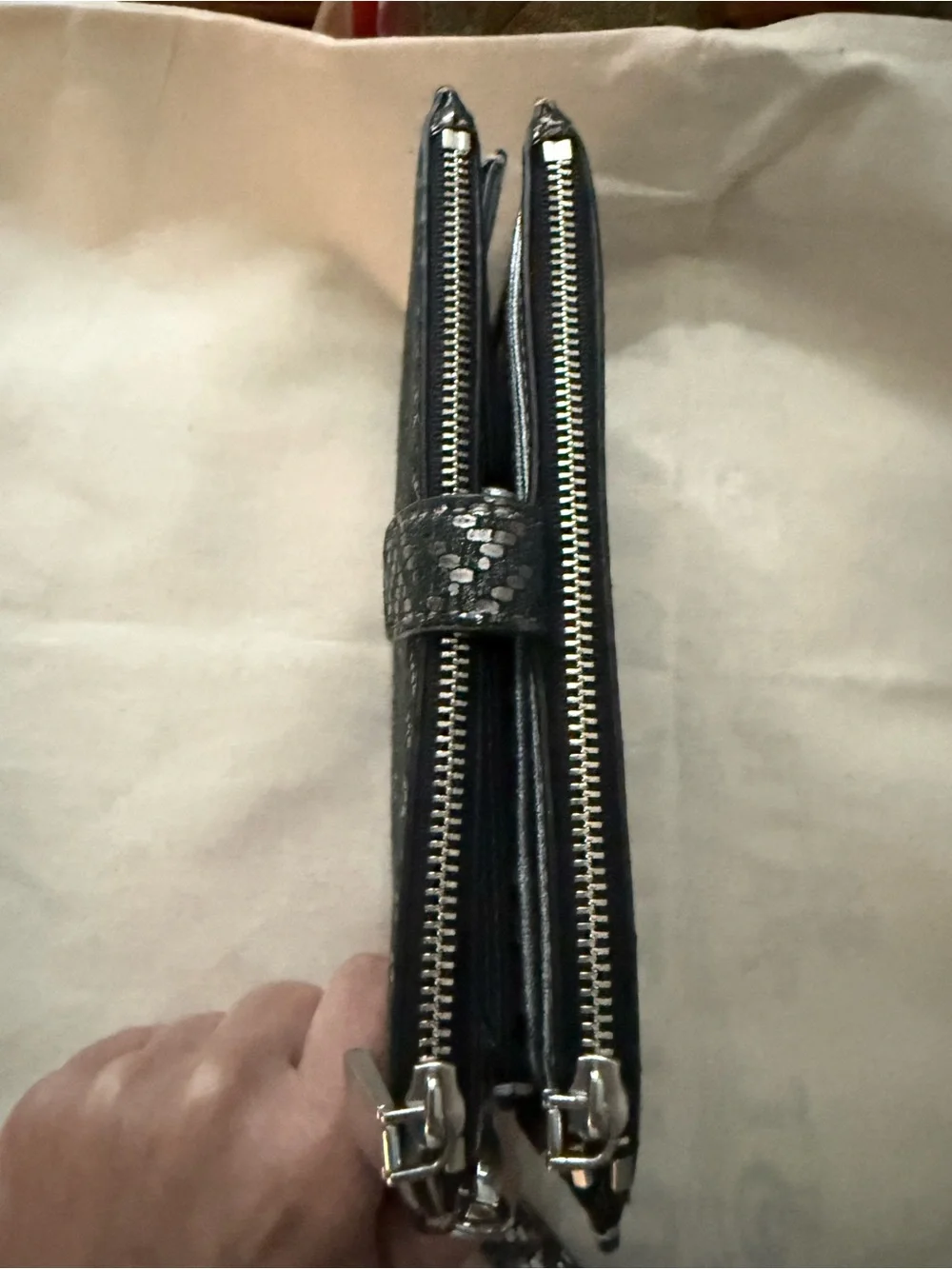 Michael Kors Black and Silver Sequin Wristlet Clutch